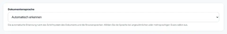 Text erkennen (OCR): Die OCR-Einstellungen für den gescannten Gartenaushang sind sichtbar.
