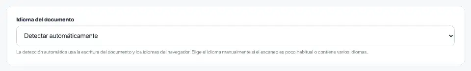 OCR PDF: Se muestran los ajustes de OCR para el aviso escaneado.