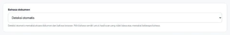 OCR PDF: Sebelum mengedit teks hasil scan. Pengaturan OCR untuk pengumuman hasil scan ditampilkan.